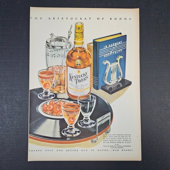 1945 Kentucky Tavern Straight Bourbon Whiskey Vintage Print Ad Louisville KY - Picture 1 of 6